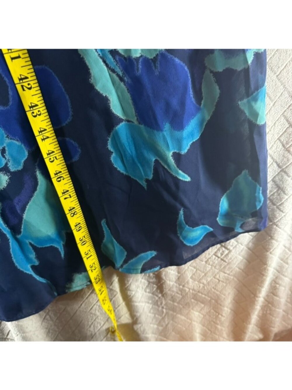 Diffusion Dress Womens L Blue Floral Chiffon Lined Spaghetti Strap Long Midi - Picture 4 of 9